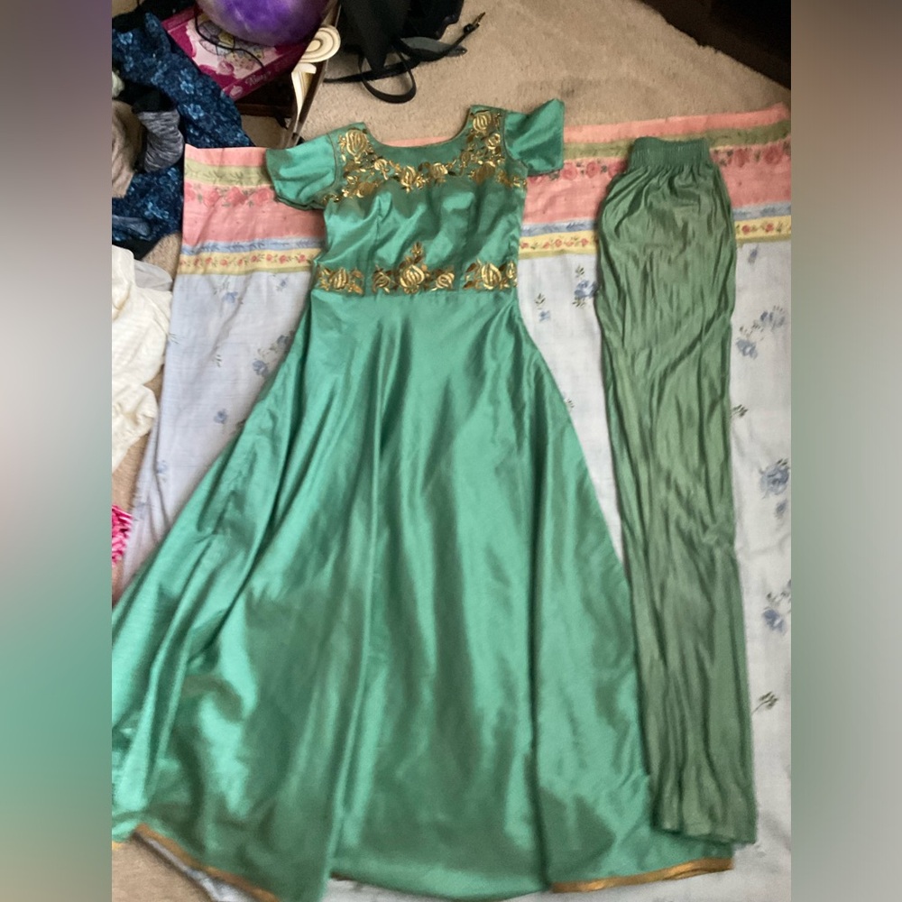 Mint Green Embroidered Salwars